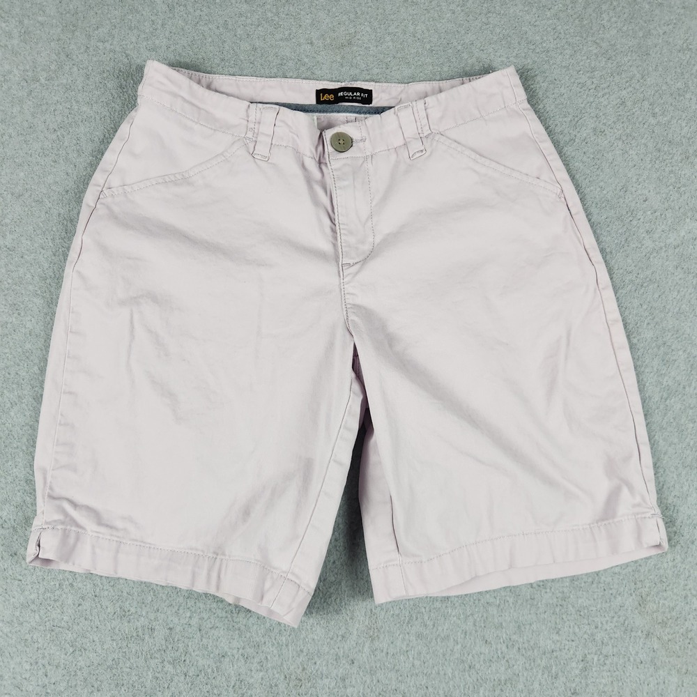 Lee Chino Shorts Womens 6M Purple Regular Fit Mid Rise Cotton Stretch Casual